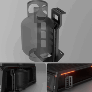 BASR Gas Bottle Bracket side mounted on pickup canopy